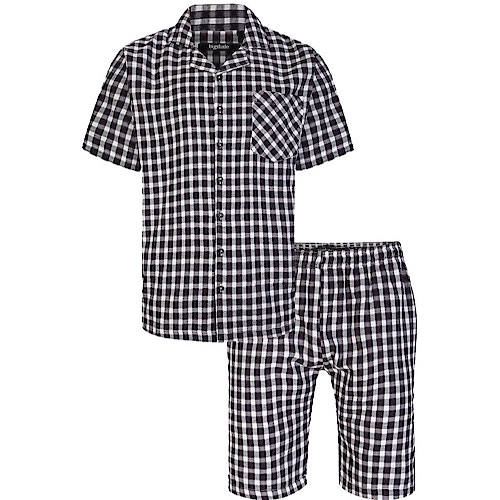 Bigdude Woven Checked Pyjama Set Navy/White